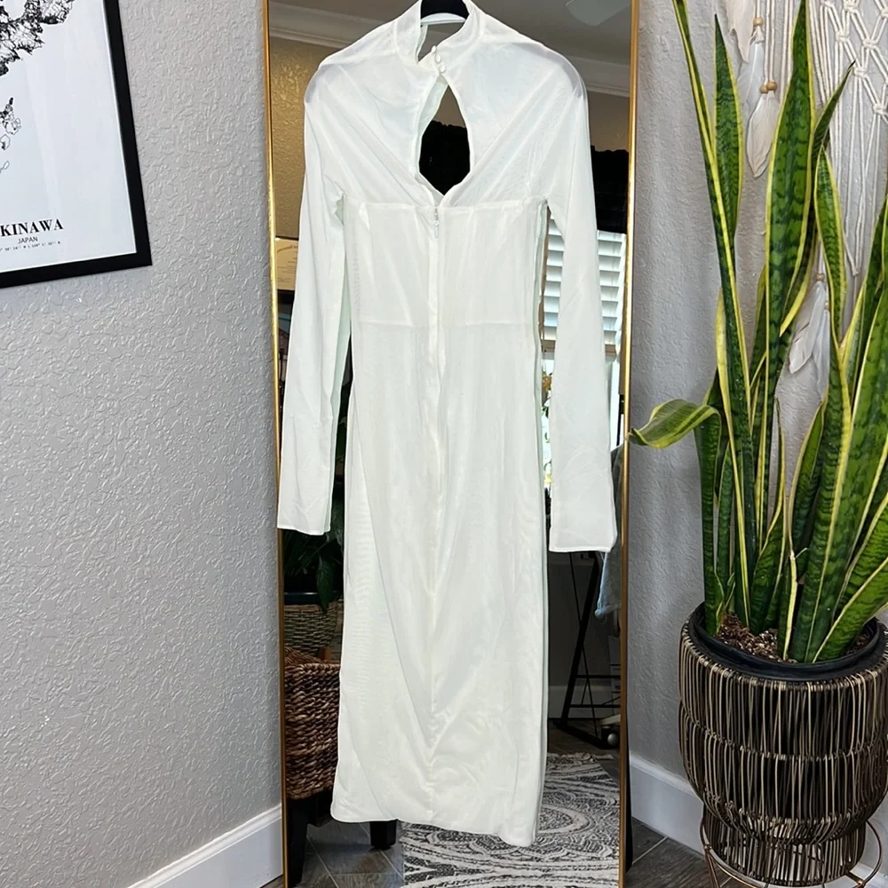 HOUSE OF CB 'Milarose' White Mesh Corset Midi Dress NWOT - Picture 7 of 8